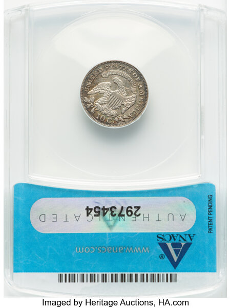 image for: 1828 10C Large Date, Curl Base 2, JR-2, R.3, XF45 ANACS.  Mintage 125,000....
