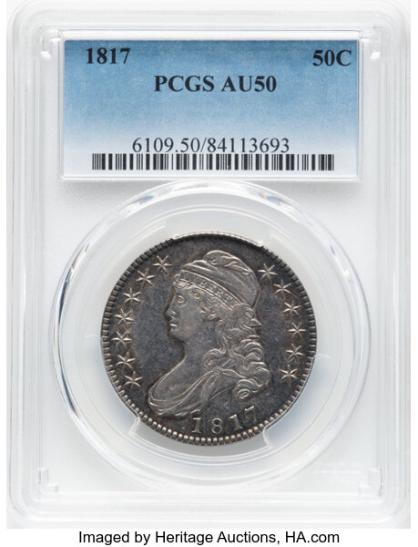 image for: 1817 50C O-109, R.3, AU50 PCGS. PCGS Population: (93/259).  Mintage 1,215,567....