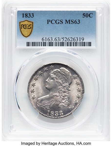 image for: 1833 O-105 50c PCGS MS63