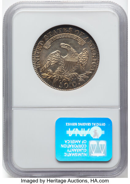 image for: 1832 50C Small Letters AU58 NGC.  Mintage 4,797,000....