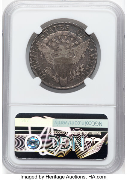 image for: 1806 50C Pointed 6, Stem, O-115a, T-17, R.1, XF45 NGC.  Mintage 839,576....