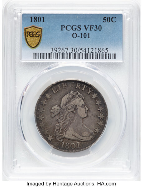 image for: 1801 50c PCGS VF30