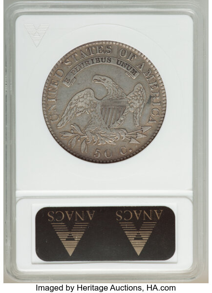 image for: 1820/19 50C Curl Base 2, O-102, R.1, VF30 ANACS. Housed in a small-sized holder....