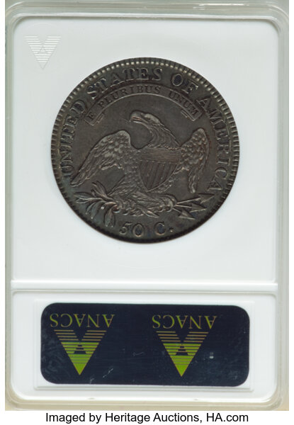 image for: 1817 50C O-113, R.2, AU55 ANACS.  Housed in a small-sized holder. Mintage 1,215,567....