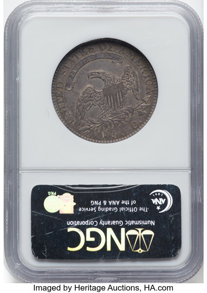 image for: 1820 Square Base 2, No Knob, O-108 50c NGC AU55