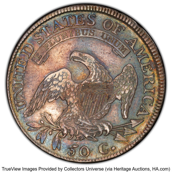image for: 1811 50C Small 8, O-110, R.1, AU55 PCGS. PCGS Population: (83/179 and 1/13+).Ex: Long Beach Signature (Heritage, 2/2019...
