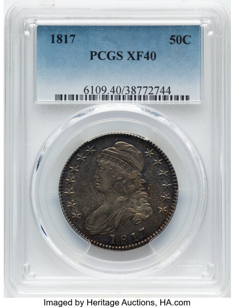 image for: 1817 50C O-109, R.3, XF40 PCGS.  Mintage 1,215,567....