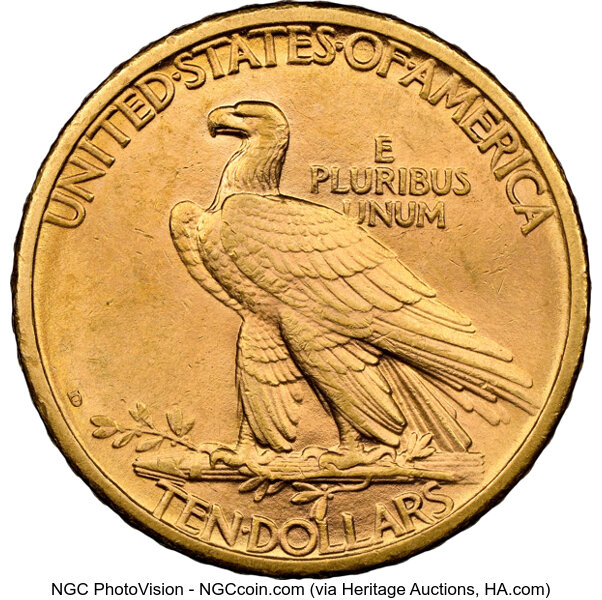 image for: 1908-D No Motto $10  NGC AU58