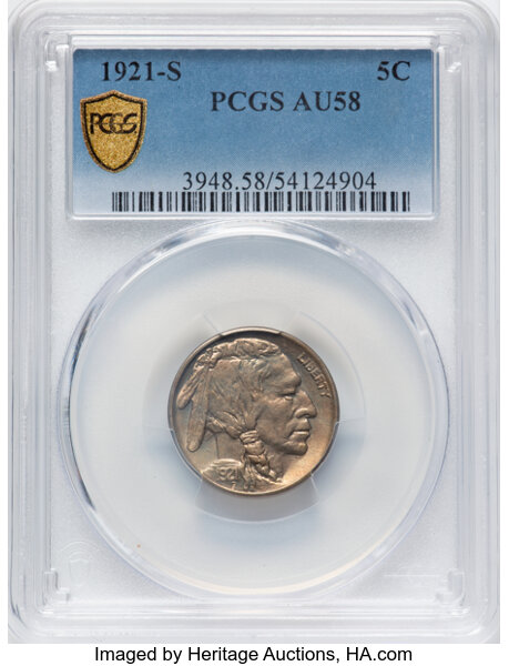 image for: 1921-S 5c PCGS AU58