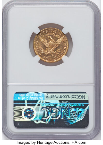 image for: 1893 $5  NGC MS63 PL