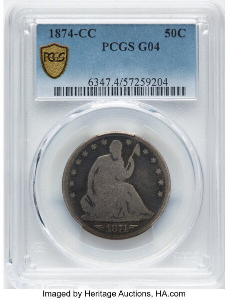image for: 1874-CC Arrows 50c PCGS G4