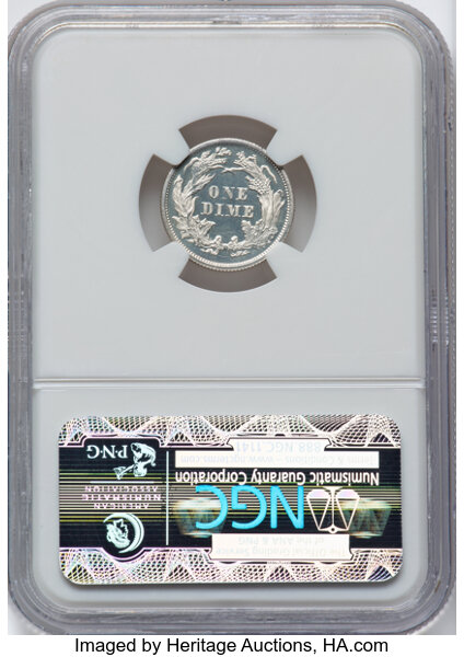 image for: 1871 10C PR66 Cameo NGC. NGC Census: (7/2).  Mintage 960. ...