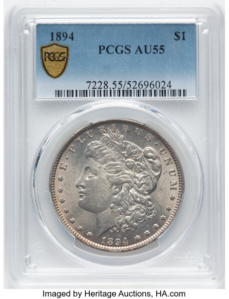 image for: 1894 $1  PCGS AU55