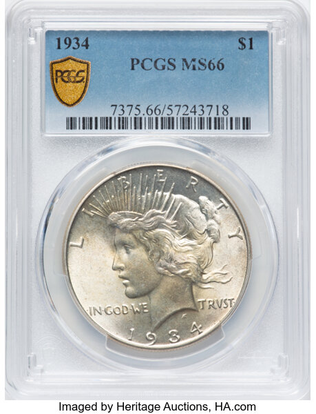 image for: 1934 $1  PCGS MS66