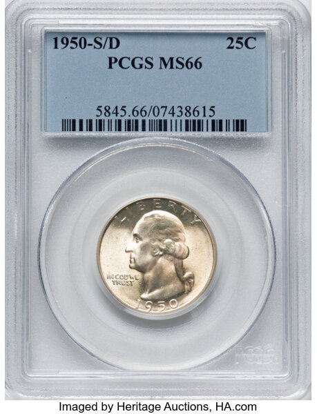 image for: 1950-S/D 25C FS-601 MS66 PCGS. Mintage 10,284,004....