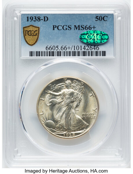 image for: 1938-D 50c PCGS MS66+ CAC