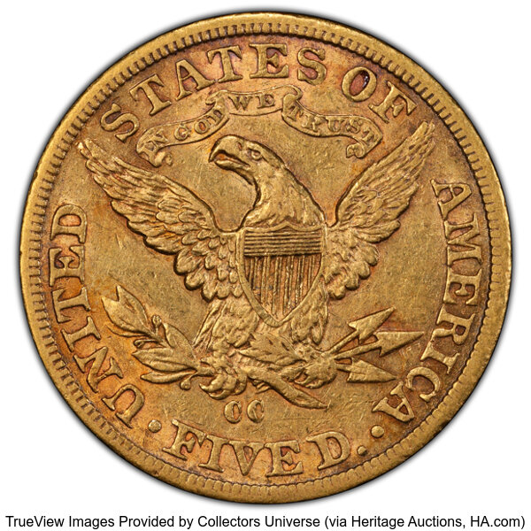 image for: 1893-CC $5  PCGS AU53