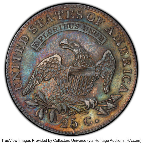 image for: 1821 25C B-5, High R.4, AU53 PCGS. PCGS Population: (1/3).  Mintage 216,851. Ex: Wayne Herndon, 11/2006; Denis W. Lorin...