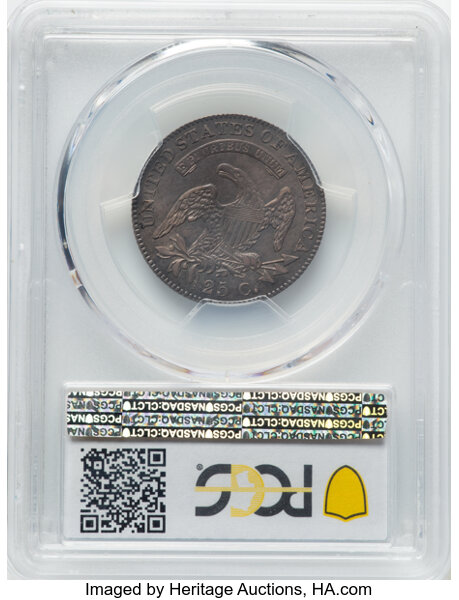 image for: 1820 25C Small 0, B-4, R.2, AU55 PCGS. PCGS Population: (7/19 and 0/0+).  Mintage 127,444....