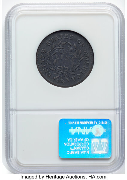 image for: 1795 Plain Edge, S-76b  1c NGC VF35 BN