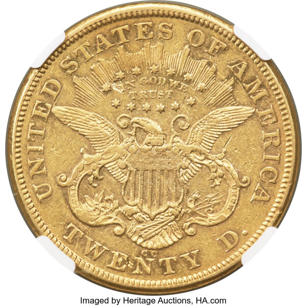 image for: 1874-CC $20  NGC AU53