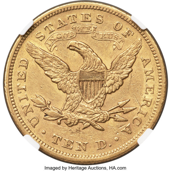 image for: 1873-S $10  NGC AU55