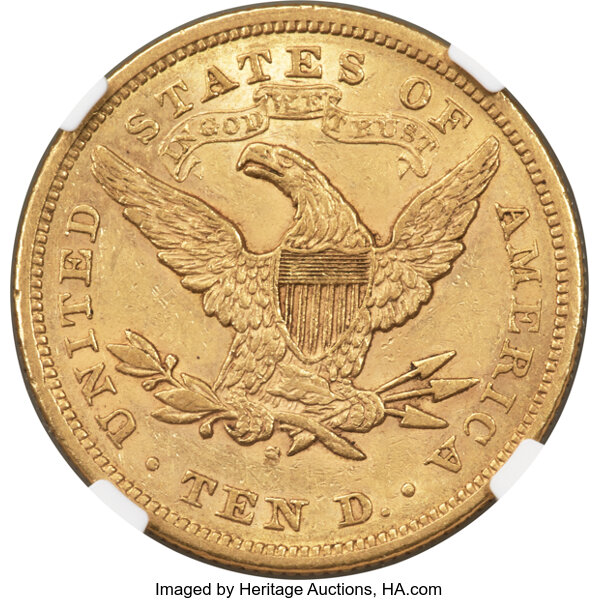 image for: 1872-S $10  NGC AU55