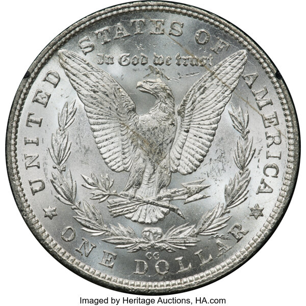 image for: 1890-CC GSA Hoard, Hard package $1  NGC MS63 CAC