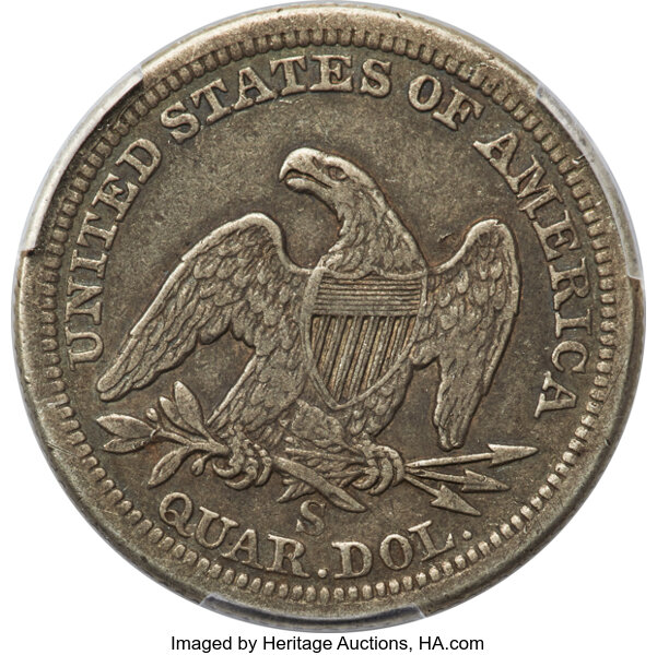 image for: 1859-S 25c PCGS VF30