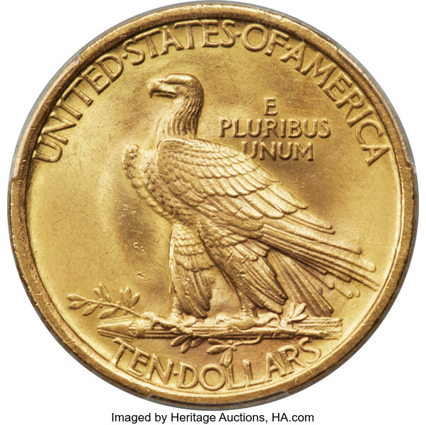 image for: 1907 No Motto $10  PCGS MS65