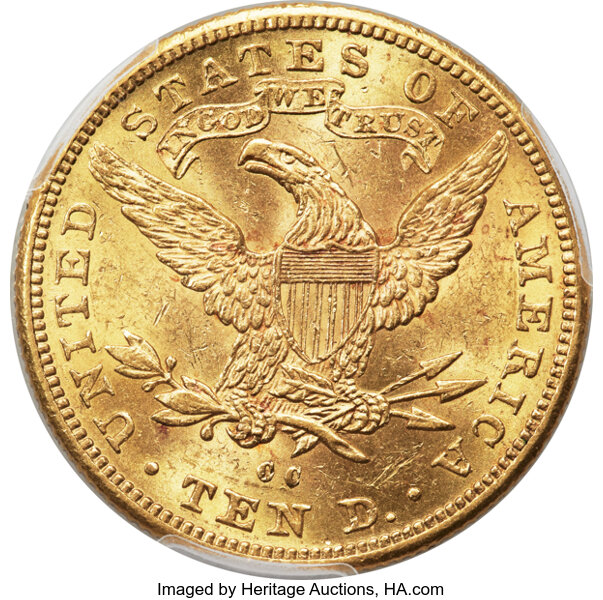 image for: 1891-CC $10  PCGS MS60