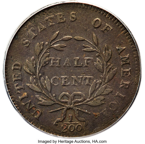 image for: 1797 1/2 C Plain Edge, Centered Head, C-2, B-2, R.3, VF25 PCGS. CAC....