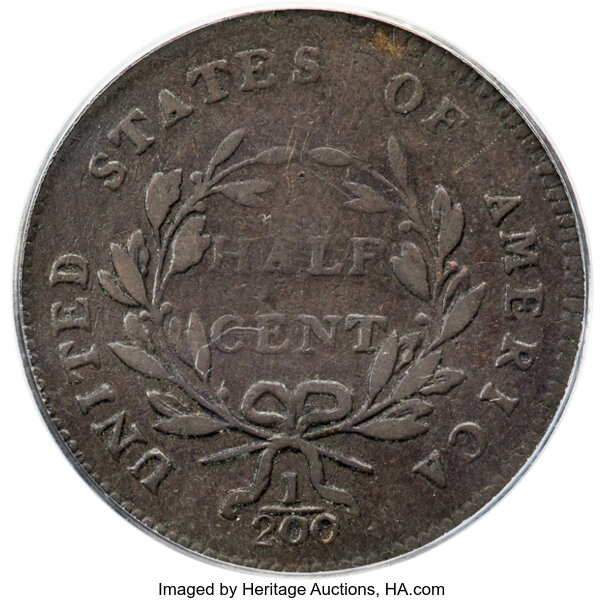 image for: 1797 1/2 C Plain Edge, 1 Above 1, C-1, B-1, R.2, VF20 PCGS. CAC....