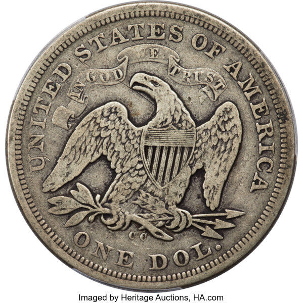 image for: 1872-CC $1  PCGS F12