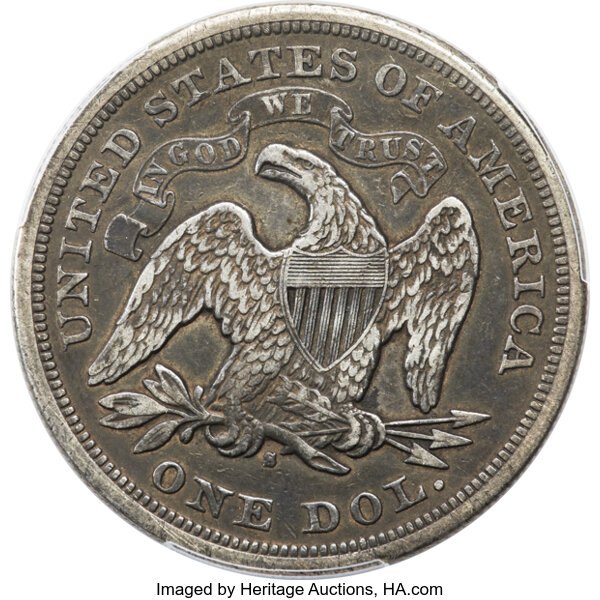 image for: 1872-S $1  PCGS VF30 CAC