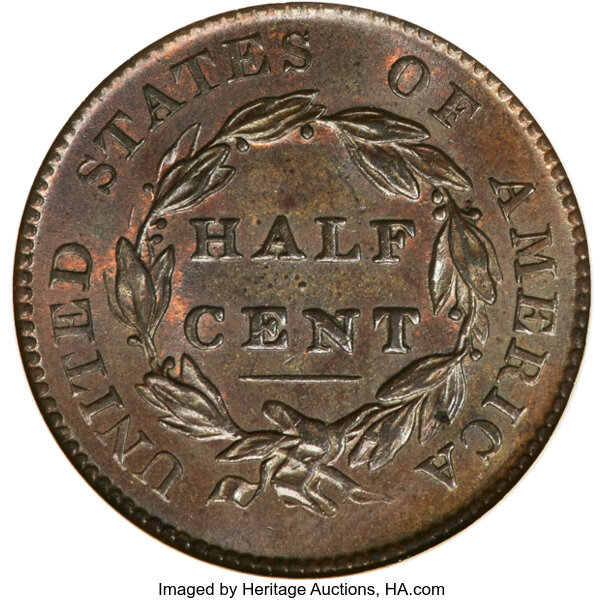 image for: 1825 1/2 C C-2, B-2, R.1, MS64 Brown NGC. CAC....