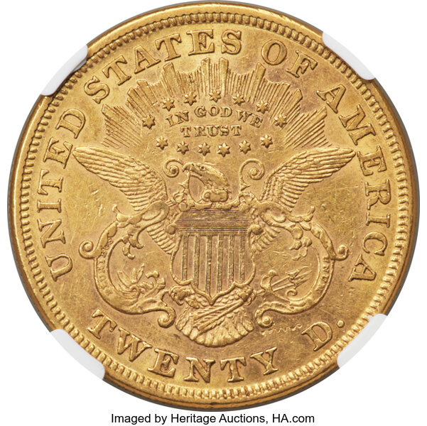 image for: 1870 $20 AU55 NGC....