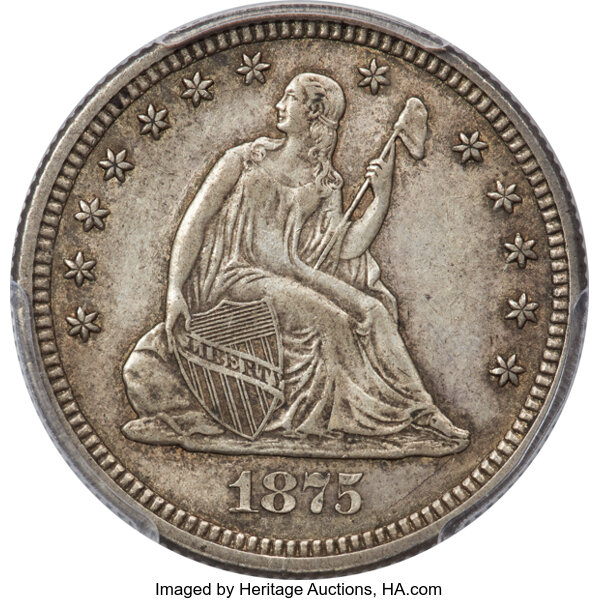 image for: 1875-CC 25C AU53 PCGS. CAC....