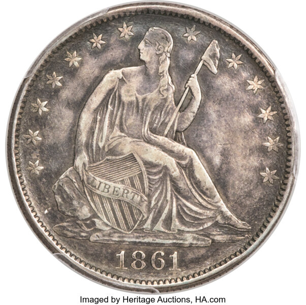 image for: 1861 CSA, Restrike 50c PCGS XF45