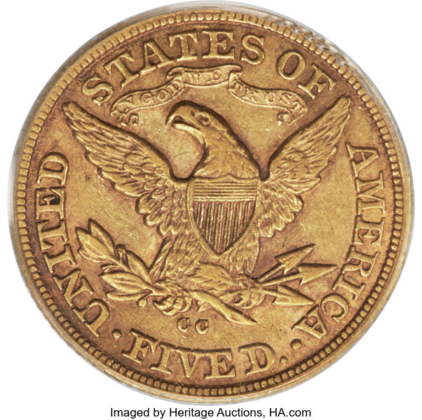 image for: 1880-CC $5  PCGS AU53