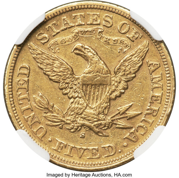 image for: 1872-S $5  NGC AU55