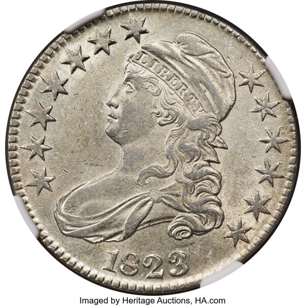 image for: 1823 50C Ugly 3, O-110a, R.1, AU55 NGC....