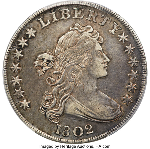 image for: 1802 $1 Narrow Date, B-6, BB-241, R.1, XF45 PCGS....
