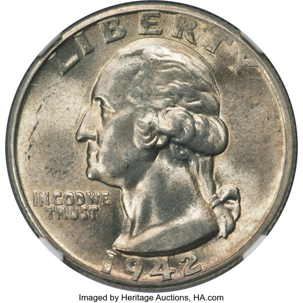 image for: 1942-D 25C Doubled Die Obverse, FS-101, MS65 NGC....