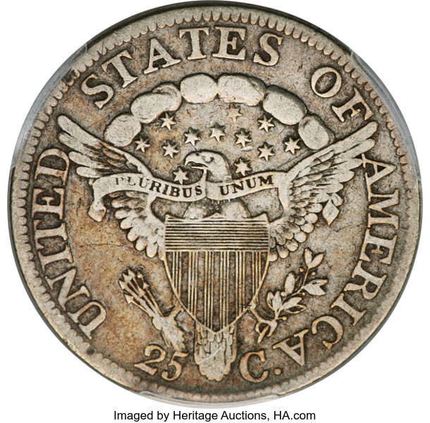 image for: 1804 25C B-1, R.3, Fine 12 PCGS....