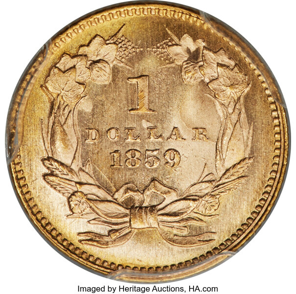 image for: 1859 G$1 PCGS MS66 CAC