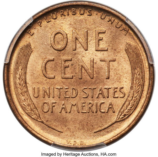 image for: 1909-S VDB 1c PCGS MS65 RD