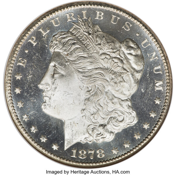 image for: 1878-CC $1 Lines in Wing, VAM-11, MS64 Deep Prooflike NGC....