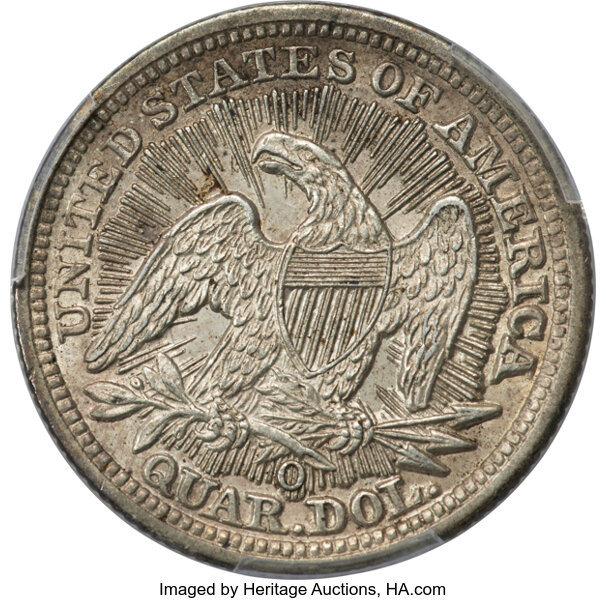 image for: 1853-O Arrows & Rays 25c PCGS AU58