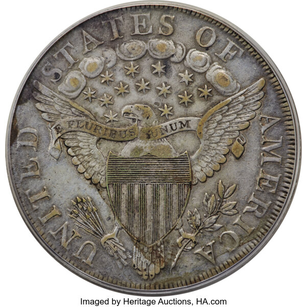 image for: 1798 Large Eagle, Pointed 9, Close Date, B-27, BB-113 $1  PCGS XF45